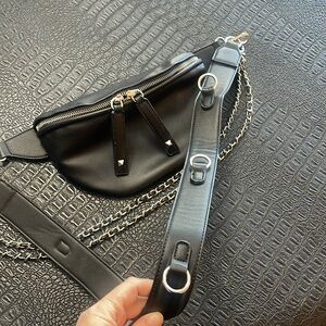 Aqua Black Bag Cross Body Double Chain Straps that are Removable